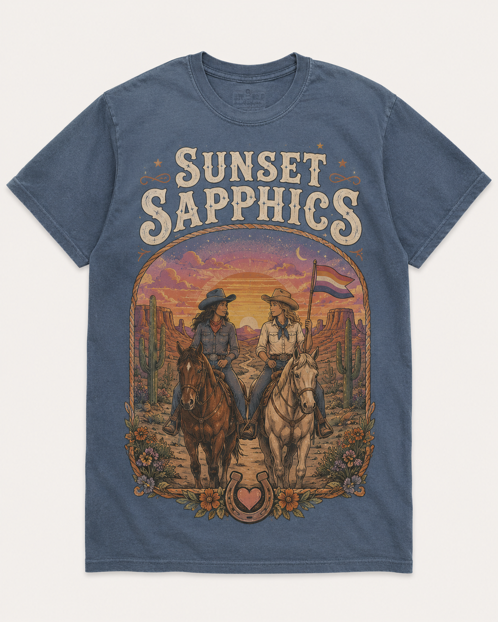 Sunset Sapphics Western Tee - Indigo