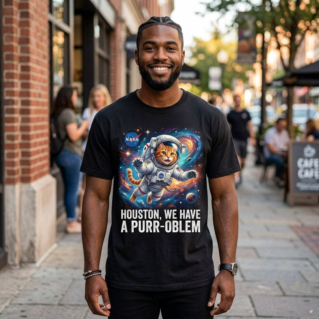 NASA Cat 'Houston We Have a Purr-oblem' Tee