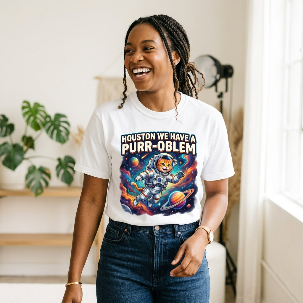 NASA Cat 'Houston We Have a Purr-oblem' Tee