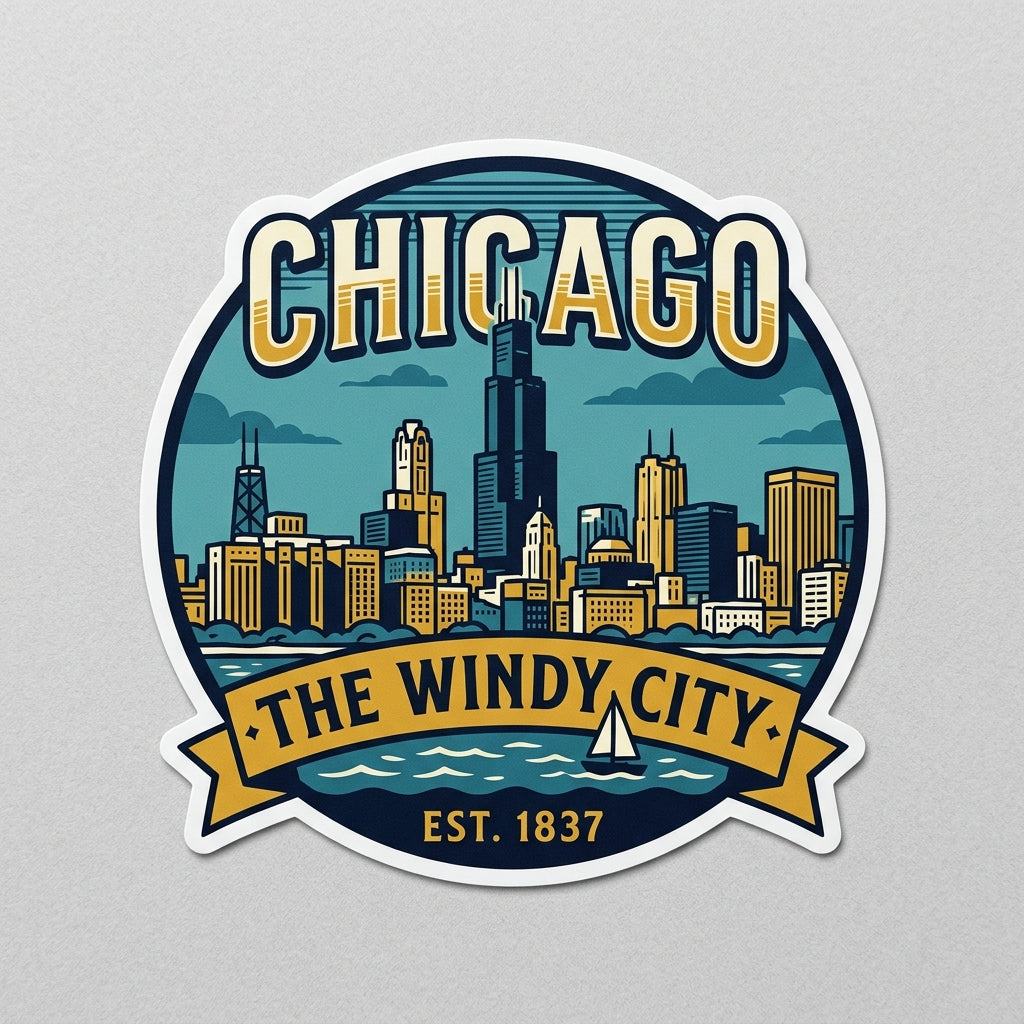 Chicago 'Windy City' Retro Sticker