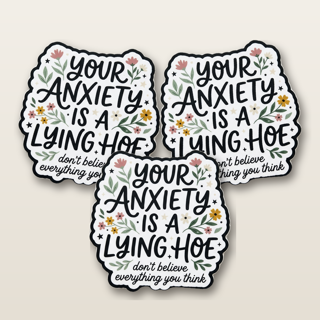 Lying Hoe — three identical stickers